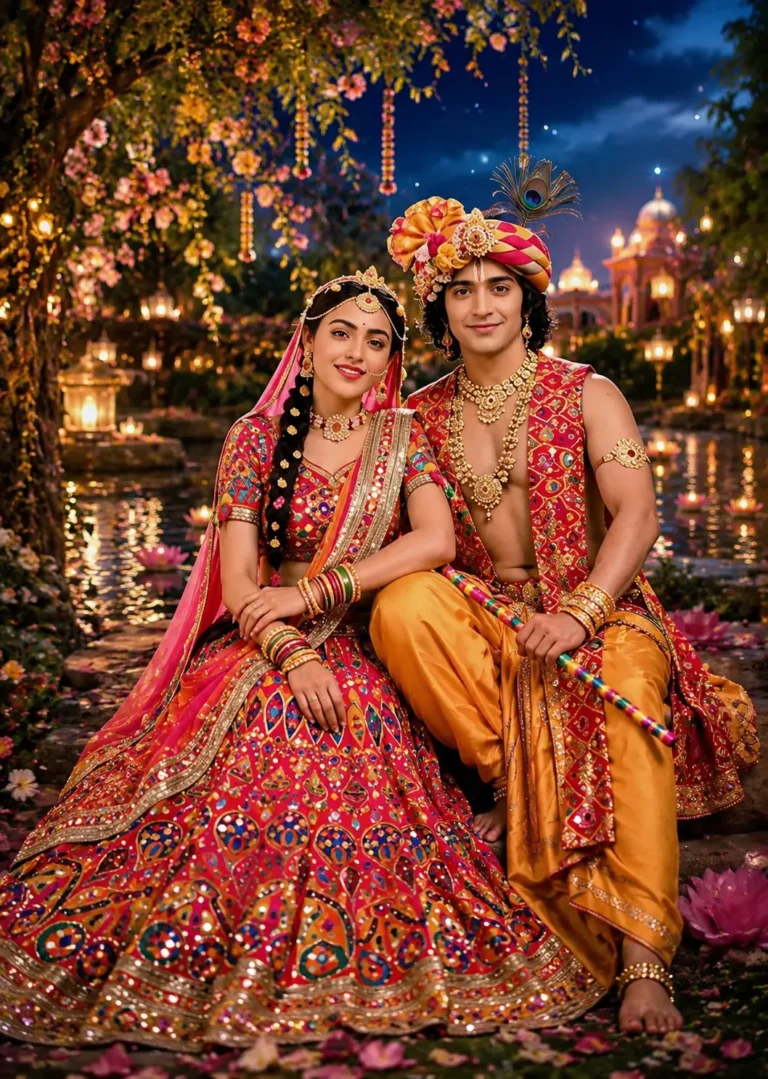 Radha Krishna Beautiful HD Image Divine Love in a Magical Garden